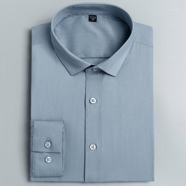 

men's dress shirts classic long sleeve stretch bamboo fiber basic shirt pocketless standard-fit business work office easy-care, White;black