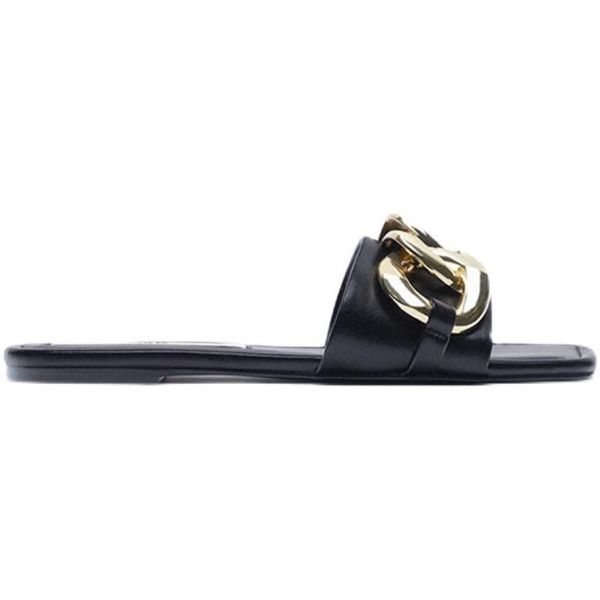 

slippers flat with women's ladies black square toe sandals for female outside