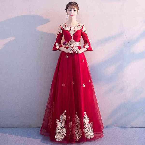 

luxury prom dresses toast bride 2021 chine style pregnant women cover their stomachs wine red back door engagement female, Black