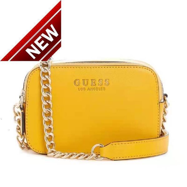 

2020 new gues women's large chain solid color double pull camera messenger bag