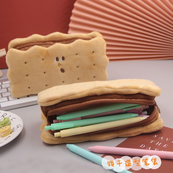 

pencil sand biscuit plush bag simple fashion large capacity net red cute stationery box girl heart