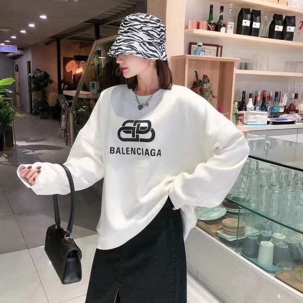 

brand solid color men's hoodies & sweatshirts fashion women round neck sweater letter cola bar loose hedging plus size long sleeve, Black