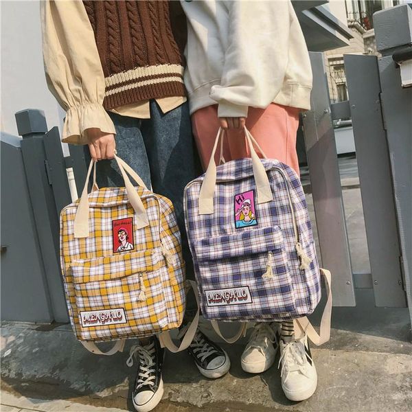 

backpack soft girls chic bag female korean version of small fresh harajuku student mori canvas ins
