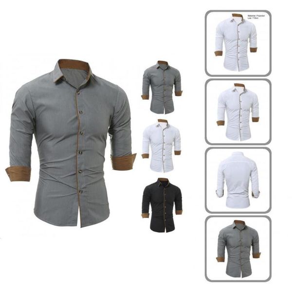

men's casual shirts lapel great gentle autumn shirt all match male wash-and-wear for dating, White;black