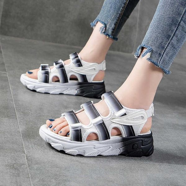 

sandals summer women wedges open toe platform shoes ladies lightweight casual big size 2021 zapatos mujer, Black