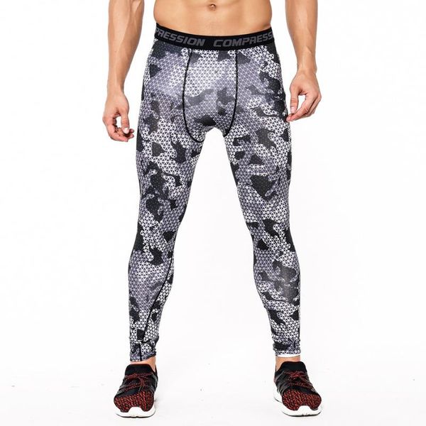 

running pants men's basketball leggings tight-fitting stretch compression fitness sports quick-drying camouflage trousers, Black;blue