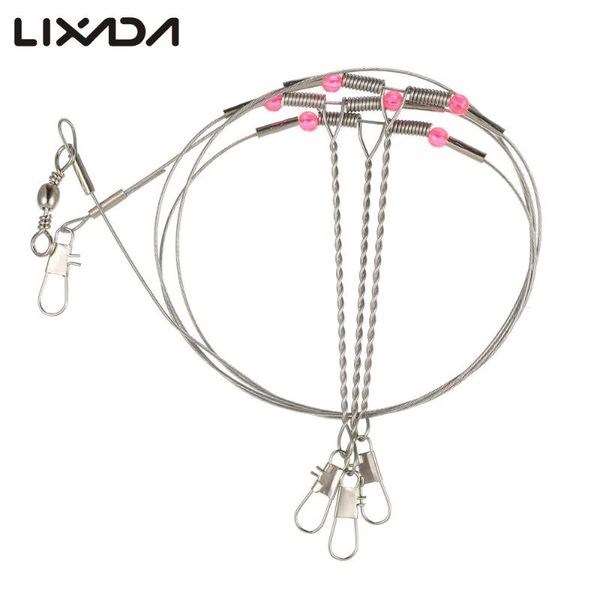 

lixada 5pcs anti-winding swivel string fishing hook stainless steel rigs wire leader trace accessories hooks
