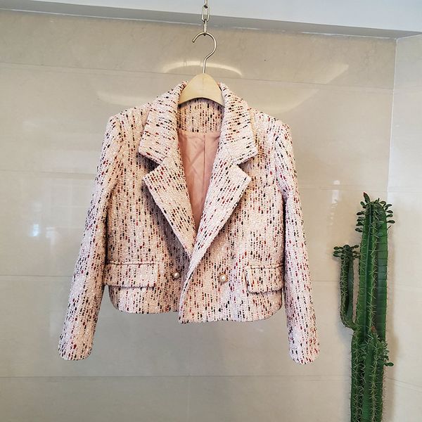 

women's jackets 2021 elegant female chic autumn of vintage blazers fashions tweed short b707 jacket, Black;brown