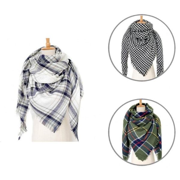 

scarves trendy classy square print splicing warm shawl imitated cashmere scarf wrap multi-color for unisex, Blue;gray
