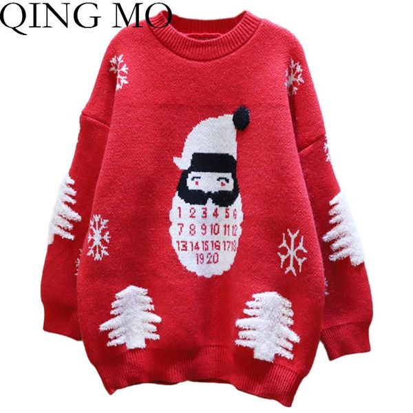 

red blue women christmas sweater 2021 autumn winter cartoon print knitted coat plus size pullover qyf204a women's sweaters, White;black