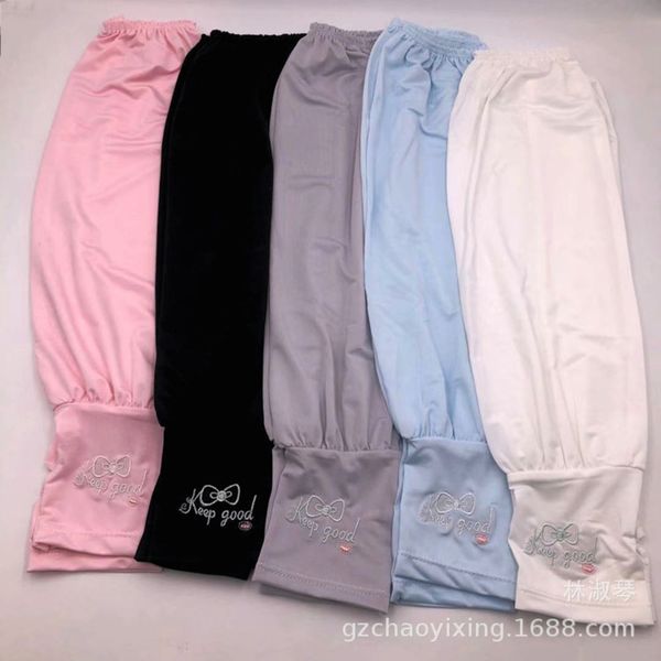 

summer korean embroidered ice silk sunscreen sleeve sleeve arm protection lengthened sweat absorption and ventilation, suitable