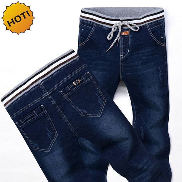 

men's jeans indoor casual design men's cowboy pants hip hop street denim trousers slim fit men elastic waist pantalones hombre vh, Blue