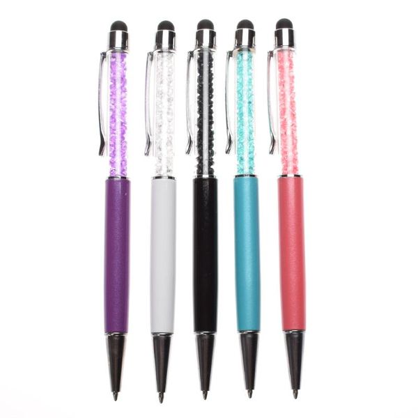 

ballpoint pens creative trendy ultra soft 2 in1 pen crystal writing stylus touch screen for tablet, Blue;orange