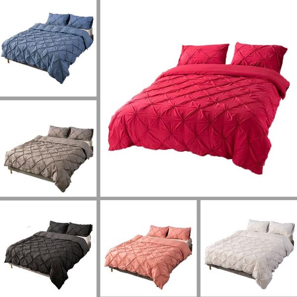 

bedding sets craftsmanship plain solid color quilt cover pillowcase 3d three-dimensional three-piece suit