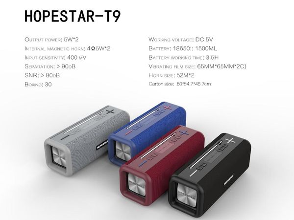 

portable speakers hopestar t9 waterproof wireless bluetooth speaker outdoor high power subwoofer external antenna tws intercom with fm tf