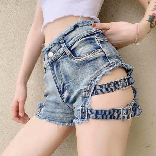 

women's shorts 2021 summer punk women denim female hollow out spring skinny rock gothic mid waist jeans, White;black