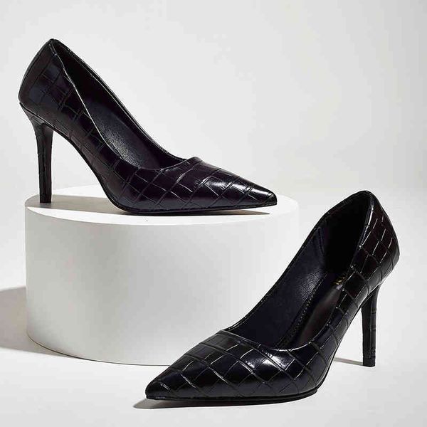 

sandals autumn fashion stone pattern pumps pointed toe dress stiletto high heels snake print womens shoes big size 35-41 4h3b, Black