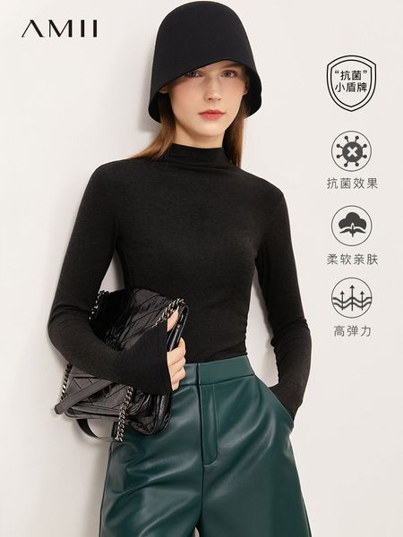 

women's knits & tees minimalismo outono pulÃ´ver para as mulheres inverno meia gola alta manga completa tshirts antibacteriano casual ma, White