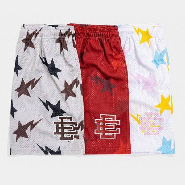 

eric emanuel ee basic short newyork city skyline men's casual shorts fitness sports pants summer gym workout mesh basketball beach foot, White;black