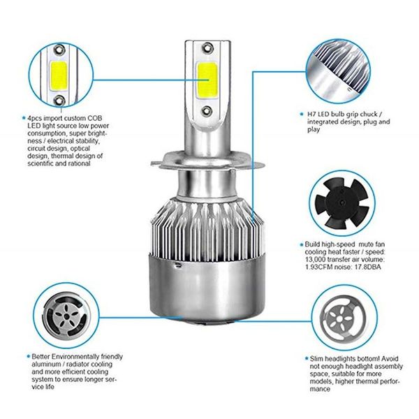 

car headlights 2pcs h4 power led headlight bulbs lights 100w 12v 20000lm auto headlamps fog 6000k beam