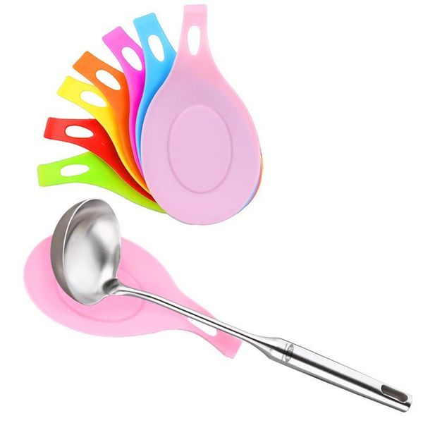 

mats & pads silicone soup spoon mat heat insulation scoop pad waterproof non-slip kitchen tableware cushion 2021