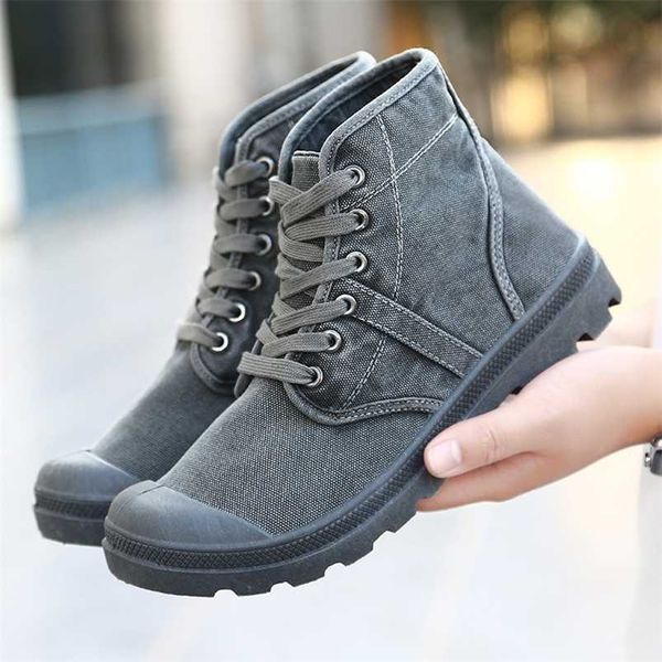 

autumn early winter boots men canvas shoes high casual shoes fashion men's boots male brand ankle botas a215 211106, Black