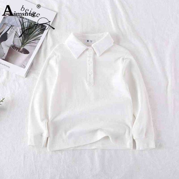 

solid cotton t-shirt basic girls boys casual pullovers children long sleeve autumn leisure shirts kids clohing g1209, Blue