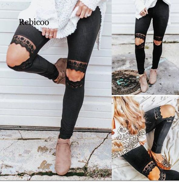 

women's pants & capris womens summer casual leggings fashion skinny lace high waist fitness hole elastic force workout slim 488l, Black;white
