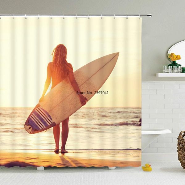 

shower curtains seaside scenery drifting 3d printed set polyester fabric waterproof bath curtain bathroom screen