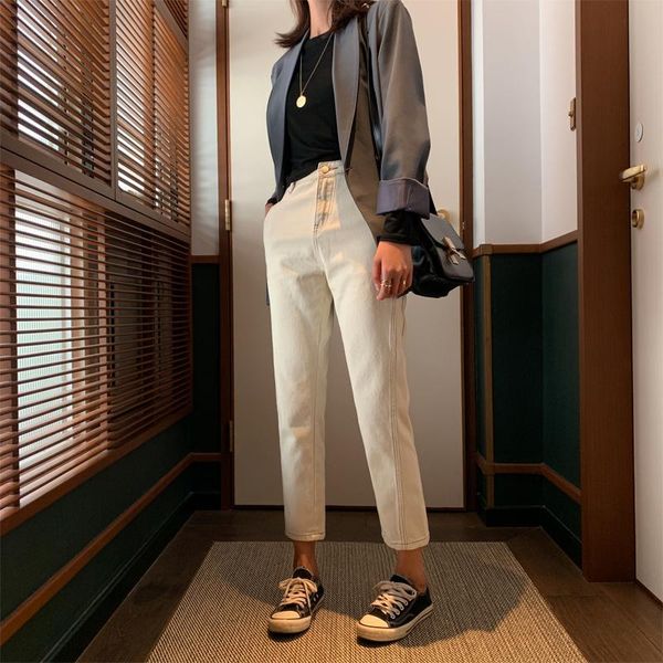 

women's jeans guuzyuviz boyfriend for women plus size woman high waist denim pants mujer pantalones vaqueros korean style, Blue