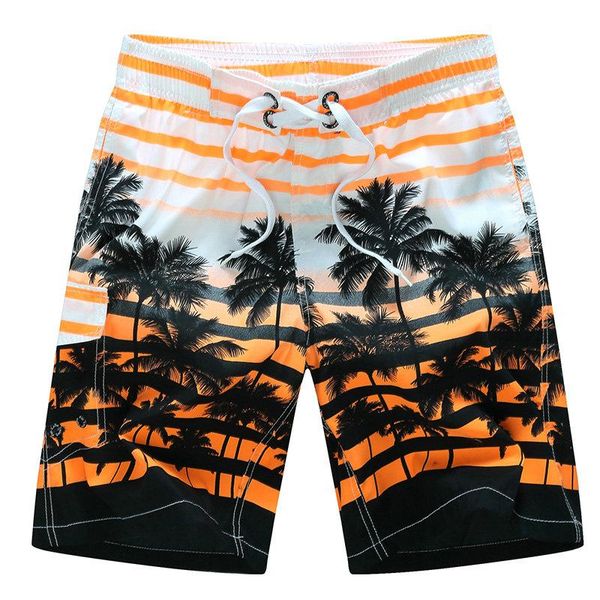 

summer men beach shorts quick dry board holiday casual fashion coconut tree print short masculino m-6xl men's, White;black