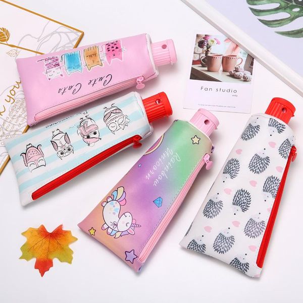 

pencil bags creative toothpaste case school student stationery storage bag cute zipper with sharpener pen holder for kids kawaii