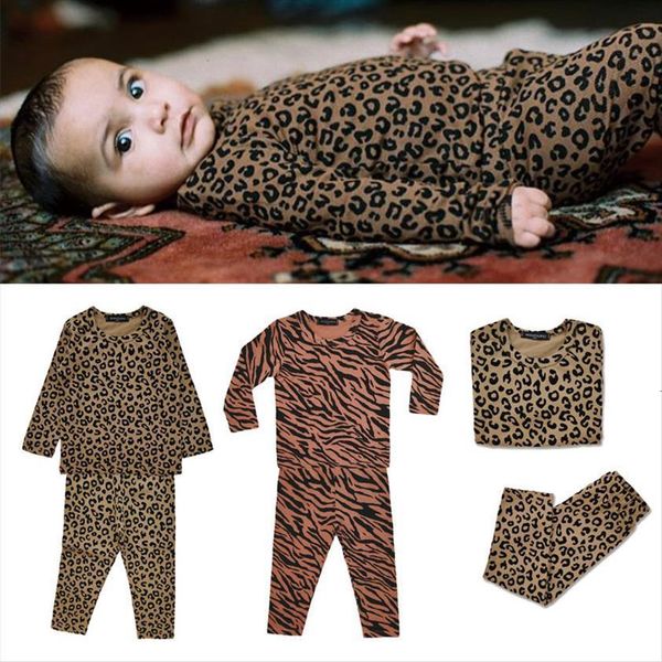 

kids boys girls autumn winter clothes sets toddler leopard pattern long sleeve and pants outfit baby set, White