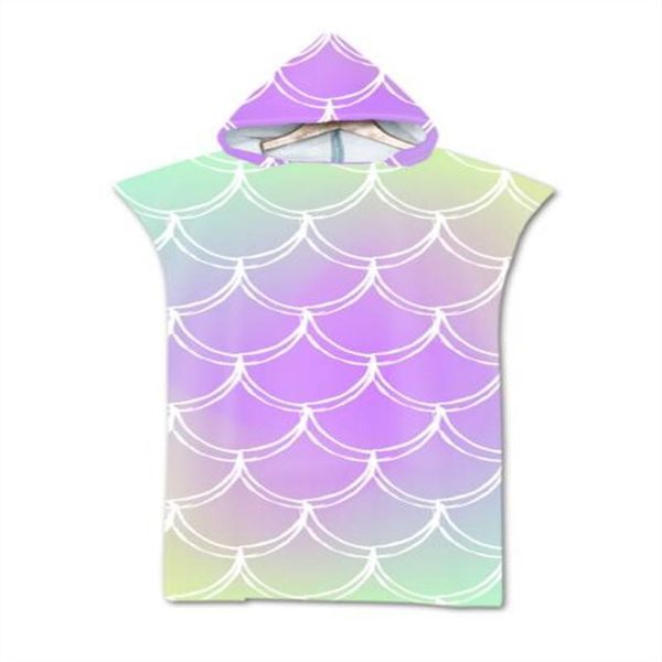 

towel digital printing fish scale microfiber beach changing robe quick-drying hooded bath swimming surfing