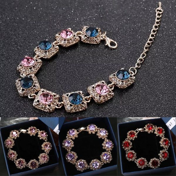 

link, chain women glitter big rhinestone bracelet wedding party jewelry exquisite luxury bangle gifts female accessories, Black
