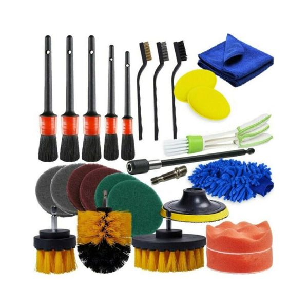 

26pcs car detailing brush set with power scrubber brushes soft detail washer