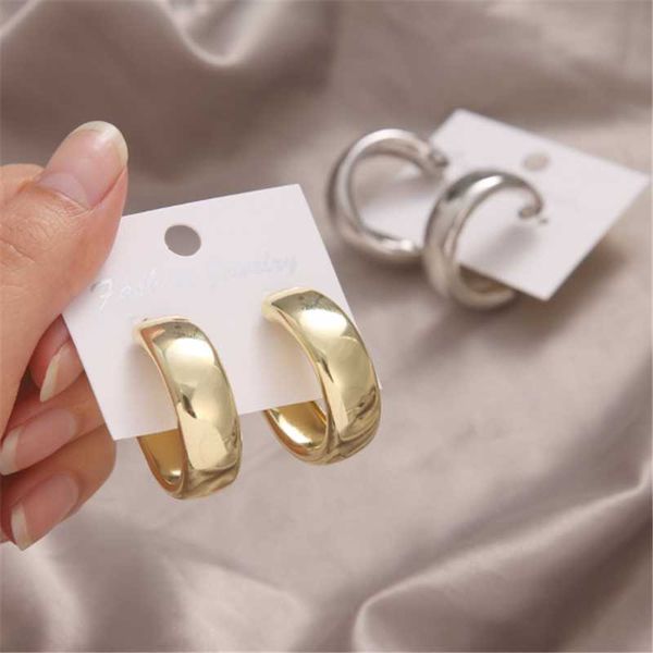 

hoop & huggie diezi hip hop fashion gold silver color circle earrings for women 2021 punk statement jewelry brincos female, Golden;silver