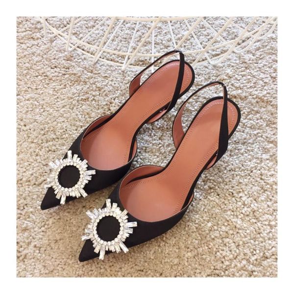 

dress shoes ins fashion brand women's pumps genuine leather pointed toe high heels real silk, Black