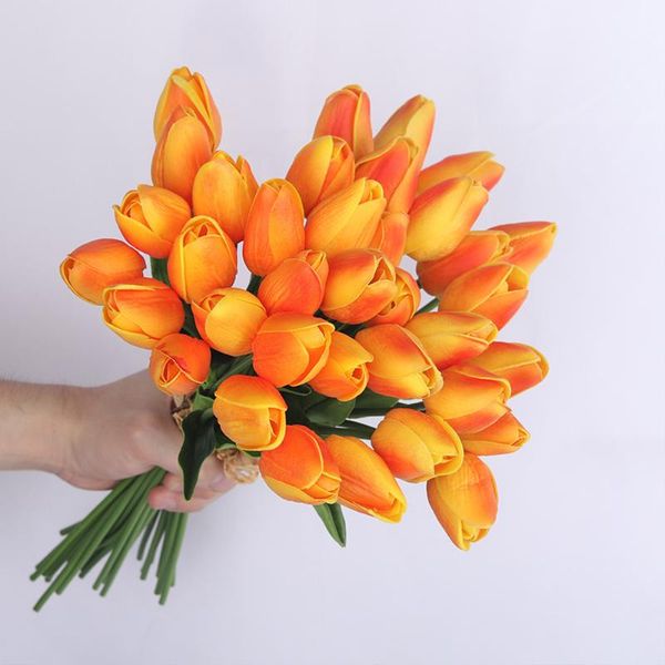 

decorative flowers & wreaths 10pcs tulip artificial flower white pu real touch for home decoration fake tulips latex bouquet wedding garden