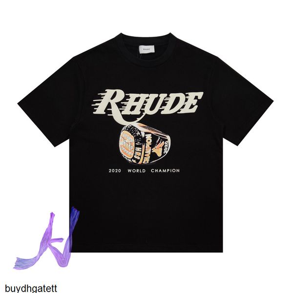 

rhude t-shirt loose tshirts men women cotton simple classic couple cartoon printing oversize 5d09, White;black
