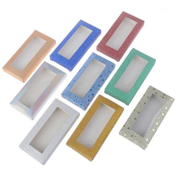 

10set/lot blank eyelashes square box for package paper color carton with tray diy custom flash1