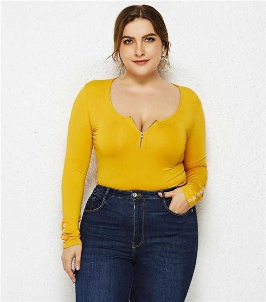 

women's t-shirt designer tshirts zipper button long sleeve tees fashion casual women clothing plus size scoop neck w 95gw, White