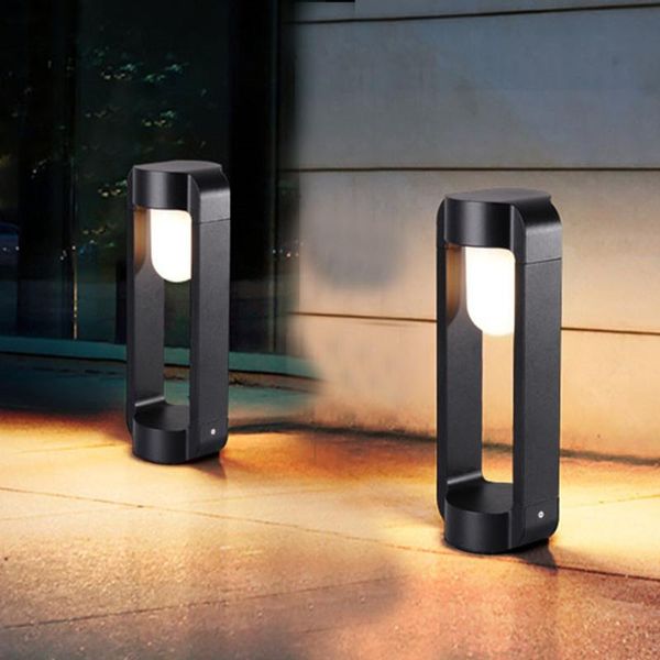 

thrisdar e27 outdoor led lawn lamp aluminum garden exterior bollard light courtyard villa landscape fence road column lamps