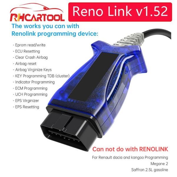 

diagnostic tools obd2 for renolink ecu programmer v1.52 reno link usb cable ecu/key programming airbag reset