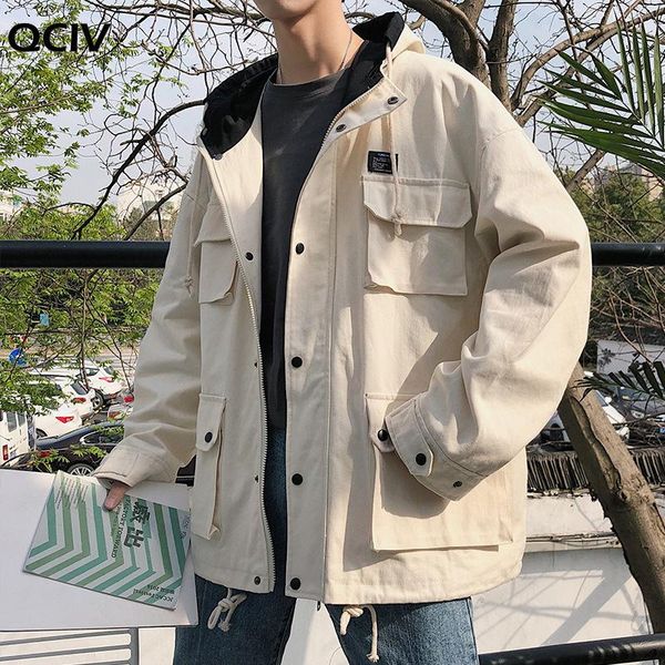 

fashion tooling students loose denim jacket male korean cotton hooded with hat hong kong style outerwear men's jackets, Black;brown