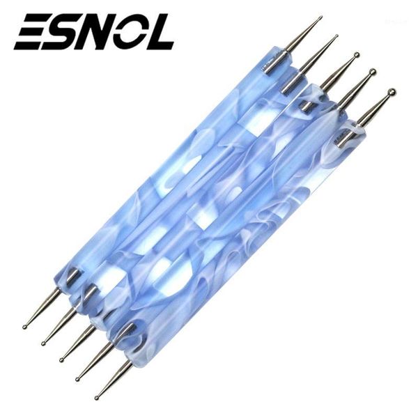 

5pcs set uv gel painting nail art dotting pen acrylic handle rhinestone crystal 2 way brush salon decoration manicure tool1, Yellow