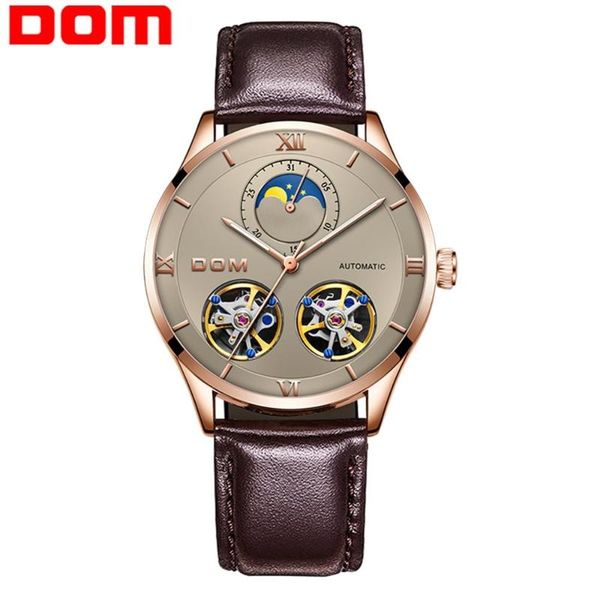 

mechanical watches men skeleton watch automatic genuine leather waterproof self-winding clock wristwatches, Slivery;brown