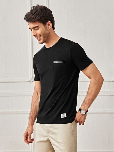 

men letter patched pocket front tee 05za#, White;black