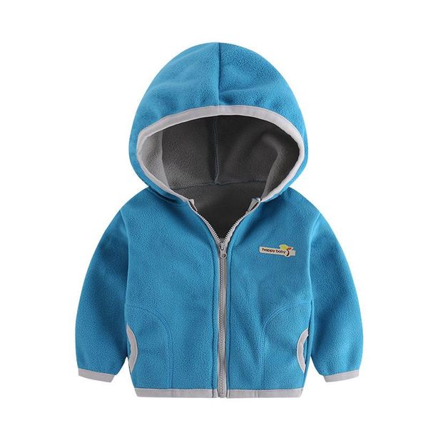 

jackets children's sweater polar fleece jacket autumn and winter models boys casual zipper hooded, Blue;gray