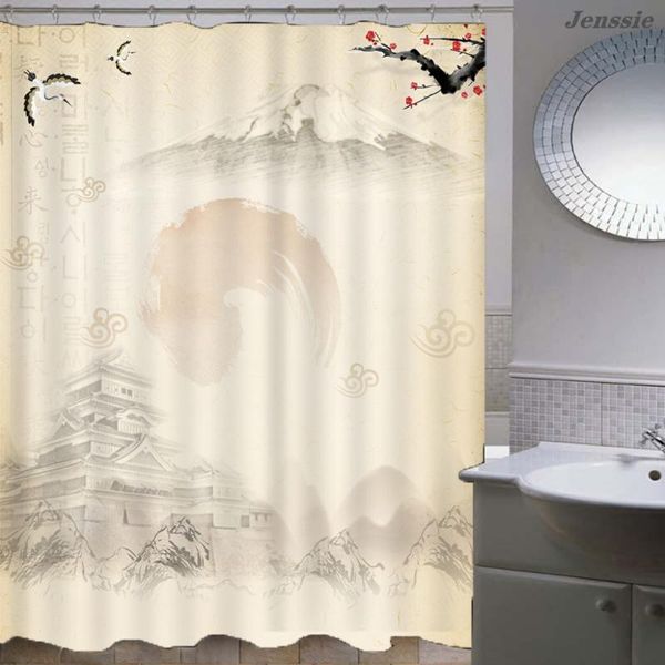 

shower curtains chinese style scenery mountain river waterproof polyester antique classic bath curtain luxury bathroom decor